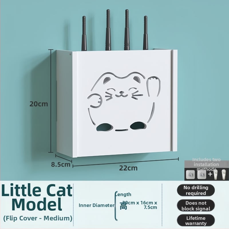 Zidna kutija za skladištenje bežičnog rutera i TV boxa, PVC, moderni minimalistički stil, zidni montažni, jednoslojno