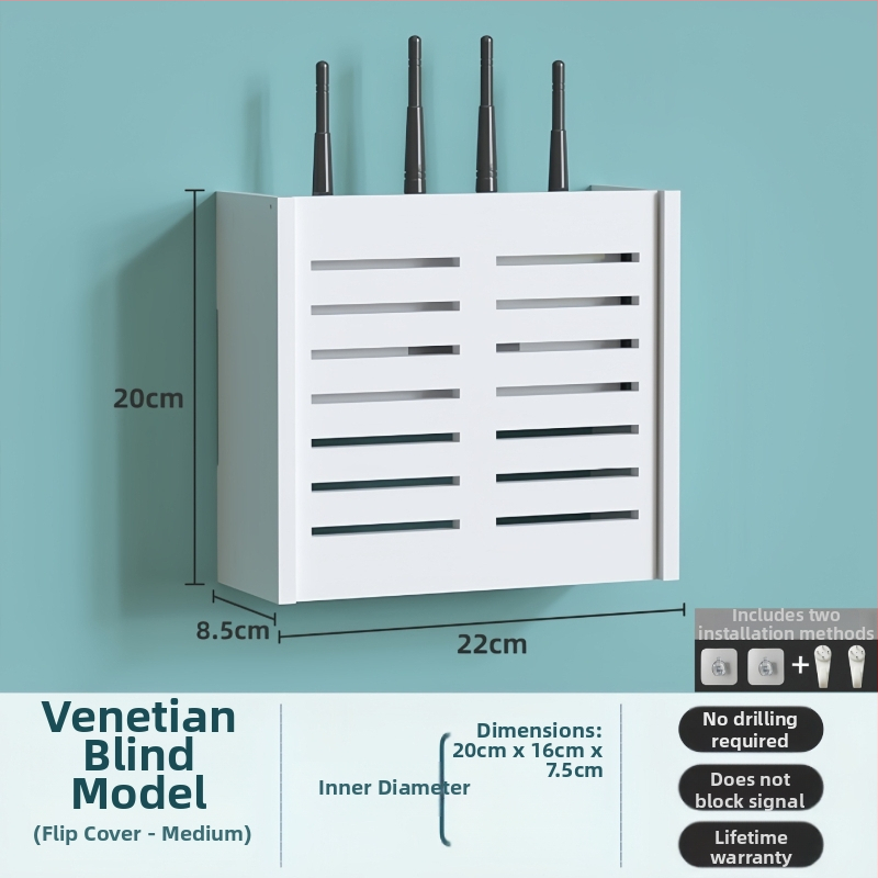 Zidna kutija za skladištenje bežičnog rutera i TV boxa, PVC, moderni minimalistički stil, zidni montažni, jednoslojno