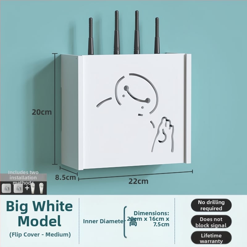 Zidna kutija za skladištenje bežičnog rutera i TV boxa, PVC, moderni minimalistički stil, zidni montažni, jednoslojno