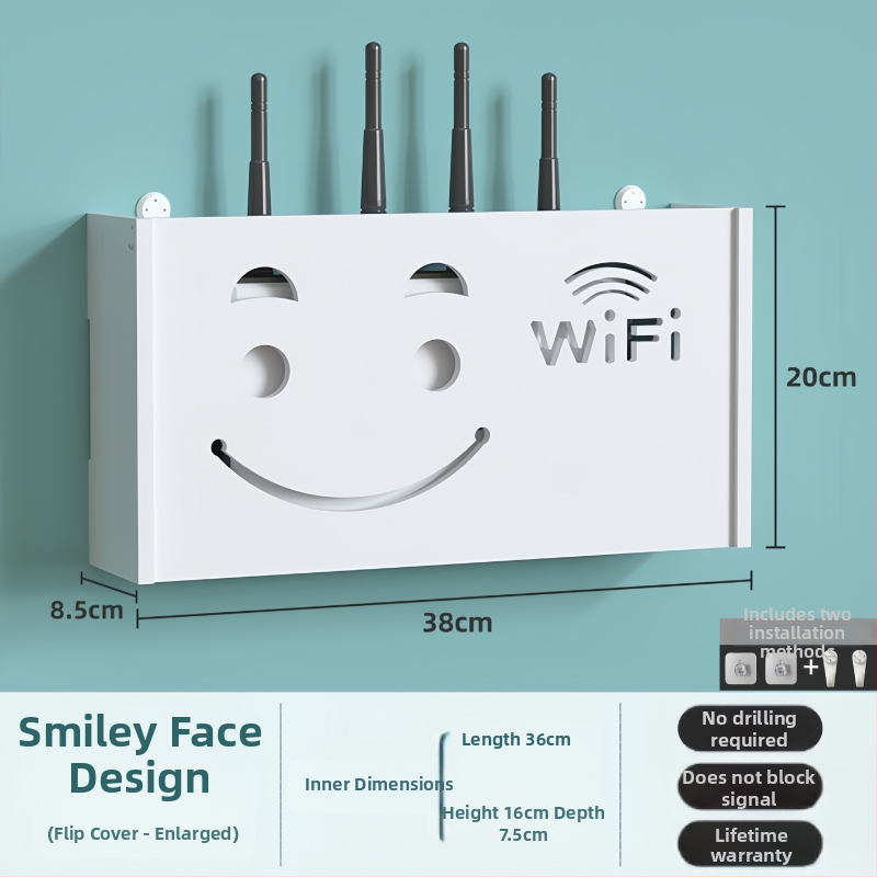 Zidna kutija za skladištenje bežičnog rutera i TV boxa, PVC, moderni minimalistički stil, zidni montažni, jednoslojno