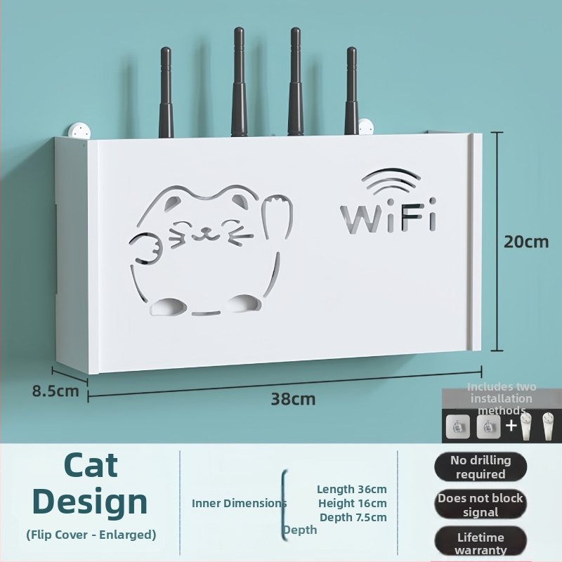 Zidna kutija za skladištenje bežičnog rutera i TV boxa, PVC, moderni minimalistički stil, zidni montažni, jednoslojno