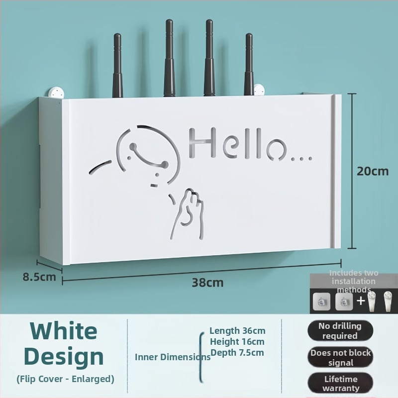 Zidna kutija za skladištenje bežičnog rutera i TV boxa, PVC, moderni minimalistički stil, zidni montažni, jednoslojno