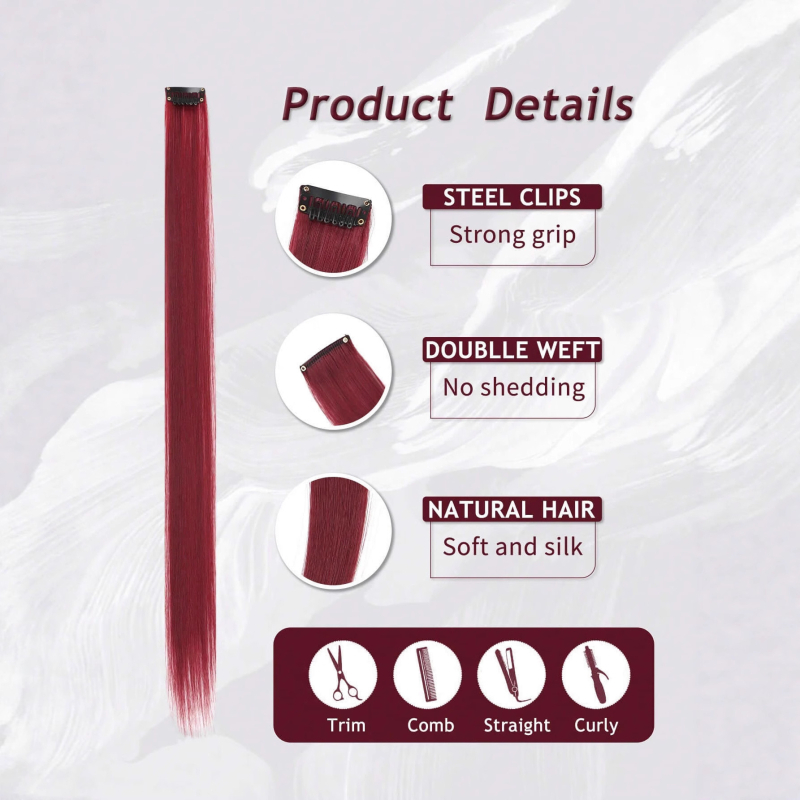 Парче перука, права коса, високотемпературно влакно, механична обработка, за дами