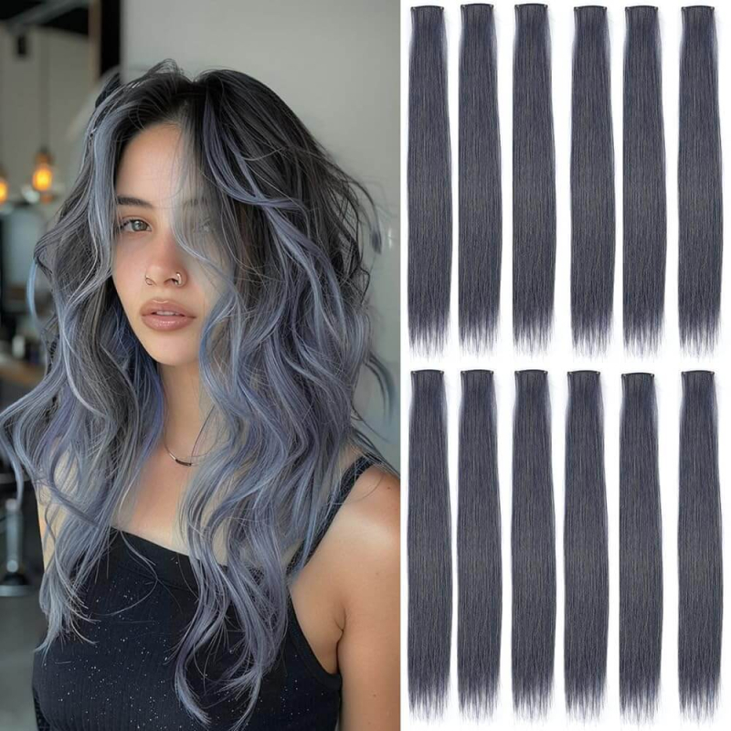 Парче перука, права коса, високотемпературно влакно, механична обработка, за дами