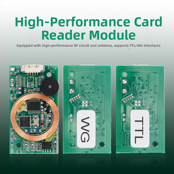RFID dviejų dažnių kortelių skaitytuvo modulis su IDIC kortele, TTL serial sąsaja, WG sąsaja, bekontaktis skaitytuvas, nuskaitymo greitis 1/60 s