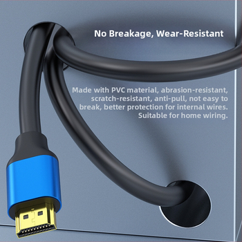 HDMI kabelis 2.0 4K monitoriams ir PC, auksu dengti jungtys, aliuminio lydinio korpusas