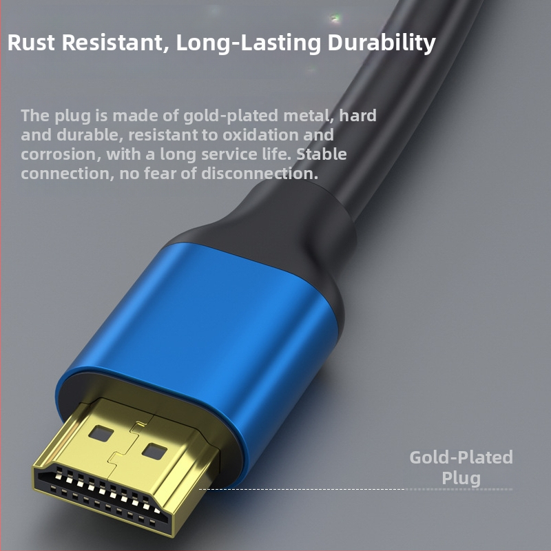 HDMI kabelis 2.0 4K monitoriem un datoriem, zeltīti kontakti, alumīnija sakausējuma korpuss