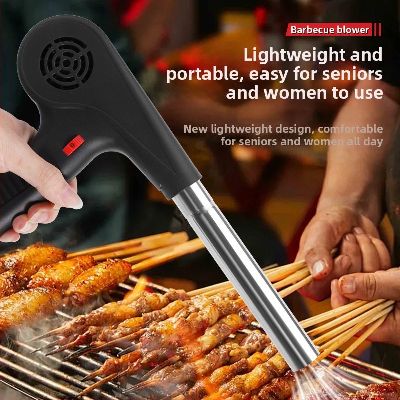 BBQ pūtėjas su įkraunama ličio baterija, belaidis rankinis uždegėjas anglims, lauko naudojimui, 12V
