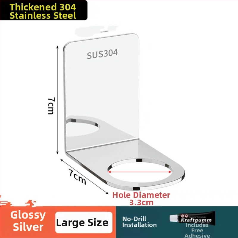 Nerūdijančio plieno sieninis vonios laikiklis skysčiams: rankų dezinfekavimui ir plovikliui — 2 dalių komplektas | 201 nerūdijantis plienas | CE sertifikatas