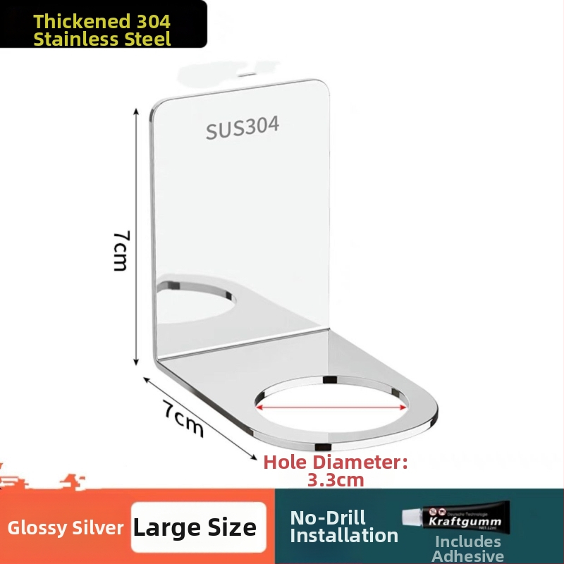 Nerūdijančio plieno sieninis vonios laikiklis skysčiams: rankų dezinfekavimui ir plovikliui — 2 dalių komplektas | 201 nerūdijantis plienas | CE sertifikatas