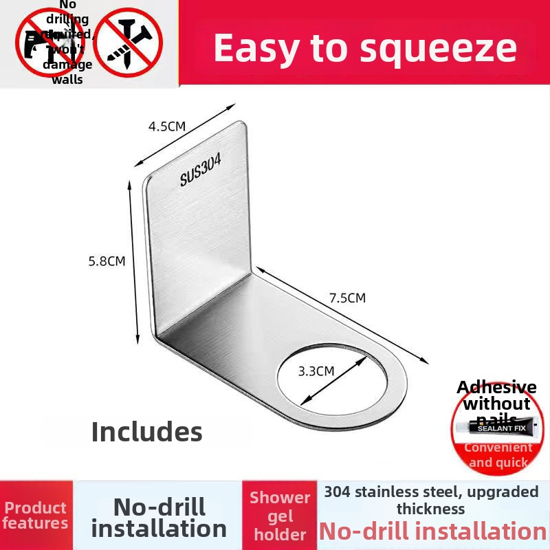 Nerūdijančio plieno sieninis vonios laikiklis skysčiams: rankų dezinfekavimui ir plovikliui — 2 dalių komplektas | 201 nerūdijantis plienas | CE sertifikatas