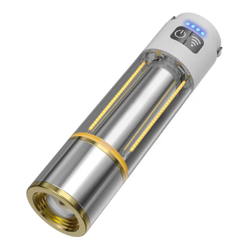 Lanternă LED portabilă, reîncărcabilă, 5W, baterie 800 mAh, rază 200–500 m, alimentare manuală, autonomie aproximativă 2 h