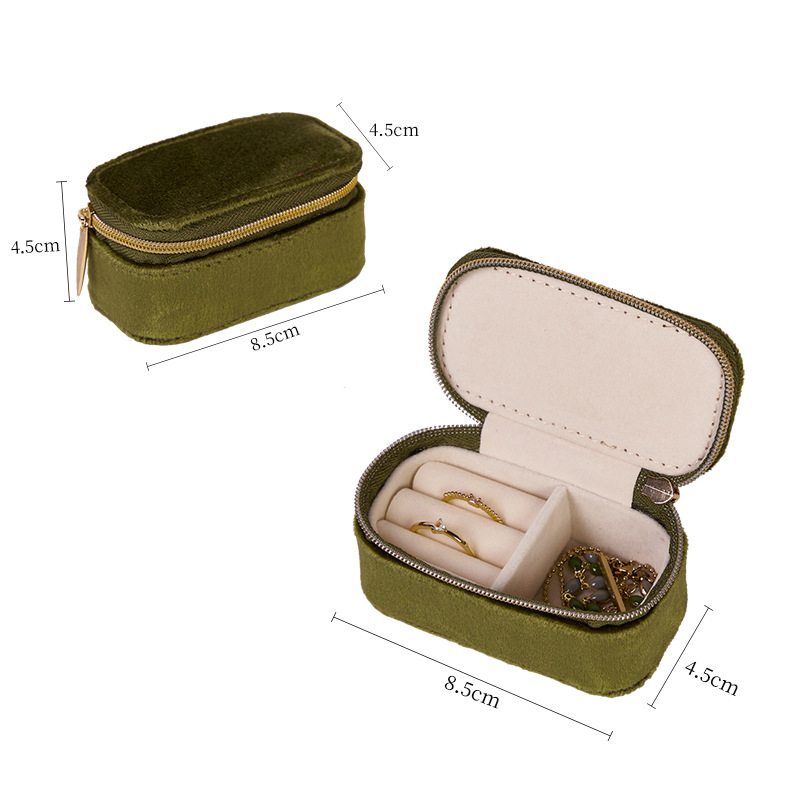 Mini cutie de bijuterii din flanel pentru călătorii — portabilă, multifuncțională, husă rigidă, culoare solidă, model Kc2025-1107