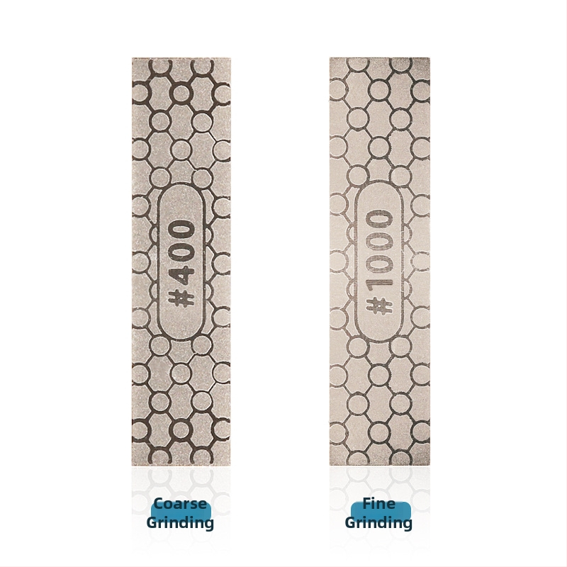 Dvivietis deimantinis peilių šlifuoklis, lengvas 30 g, grūdėtumas 150/600 ir 400/1000, su DMD logotipu, galimybė pritaikyti gamybą ir privataus prekinio ženklo galimybė