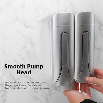 Viešbučio sieninis skysčių dozatorius muilui – rankinis spaudimas, ABS+GPPS, elektroplatingo paviršius purškiamasis, šiuolaikiškas minimalistinis stilius, 235g/470g