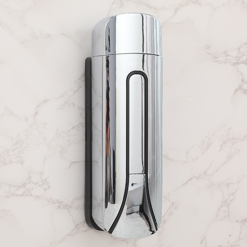 Viešbučio sieninis skysčių dozatorius muilui – rankinis spaudimas, ABS+GPPS, elektroplatingo paviršius purškiamasis, šiuolaikiškas minimalistinis stilius, 235g/470g