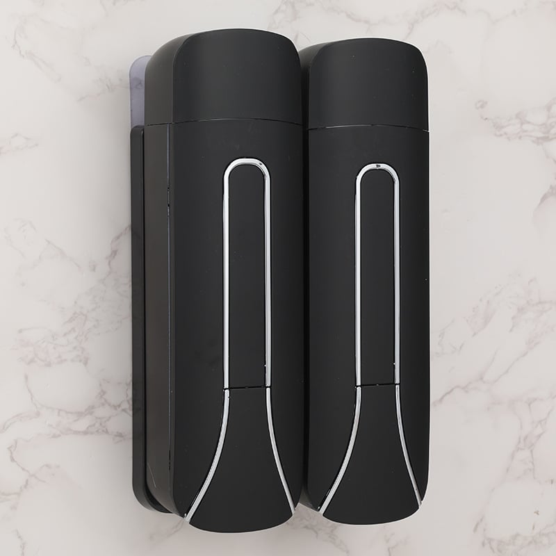 Viešbučio sieninis skysčių dozatorius muilui – rankinis spaudimas, ABS+GPPS, elektroplatingo paviršius purškiamasis, šiuolaikiškas minimalistinis stilius, 235g/470g