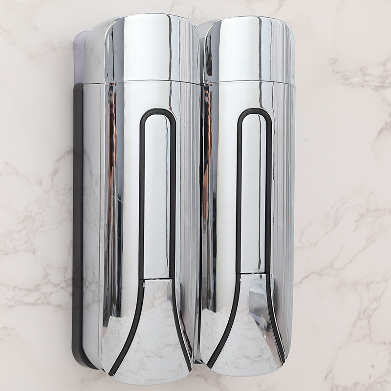 Viešbučio sieninis skysčių dozatorius muilui – rankinis spaudimas, ABS+GPPS, elektroplatingo paviršius purškiamasis, šiuolaikiškas minimalistinis stilius, 235g/470g