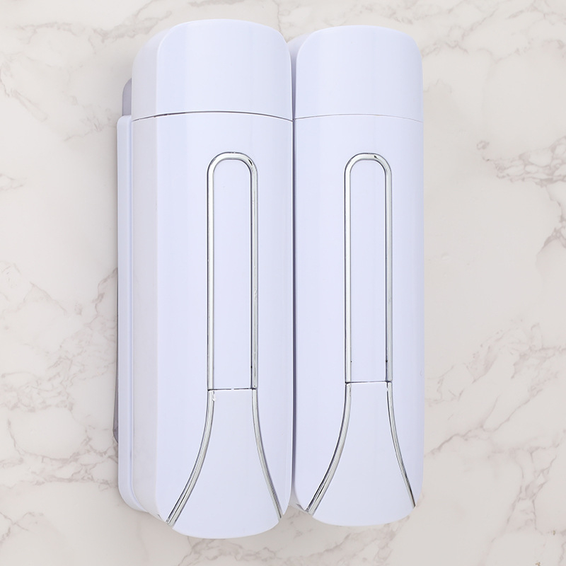 Viešbučio sieninis skysčių dozatorius muilui – rankinis spaudimas, ABS+GPPS, elektroplatingo paviršius purškiamasis, šiuolaikiškas minimalistinis stilius, 235g/470g