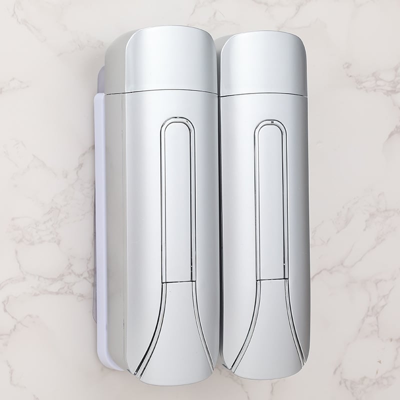 Viešbučio sieninis skysčių dozatorius muilui – rankinis spaudimas, ABS+GPPS, elektroplatingo paviršius purškiamasis, šiuolaikiškas minimalistinis stilius, 235g/470g