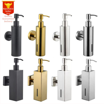 Nerūdijančio plieno muilo dozatorius, sieninis tvirtinimas, rankinis spaudimas, poliruotas paviršius, šiuolaikiškas minimalistinis stilius