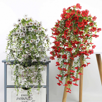 Flori artificiale pentru perete, cu coș de ratan și decor de tavan | Brand: Sanye • Material: Plastic, Flori de mătase • Confecționare: Stilizare, Turnare prin injecție • Categoria: Altă • Destinat pentru nuntă și decorarea casei