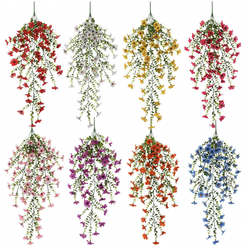 Flori artificiale pentru perete, cu coș de ratan și decor de tavan | Brand: Sanye • Material: Plastic, Flori de mătase • Confecționare: Stilizare, Turnare prin injecție • Categoria: Altă • Destinat pentru nuntă și decorarea casei