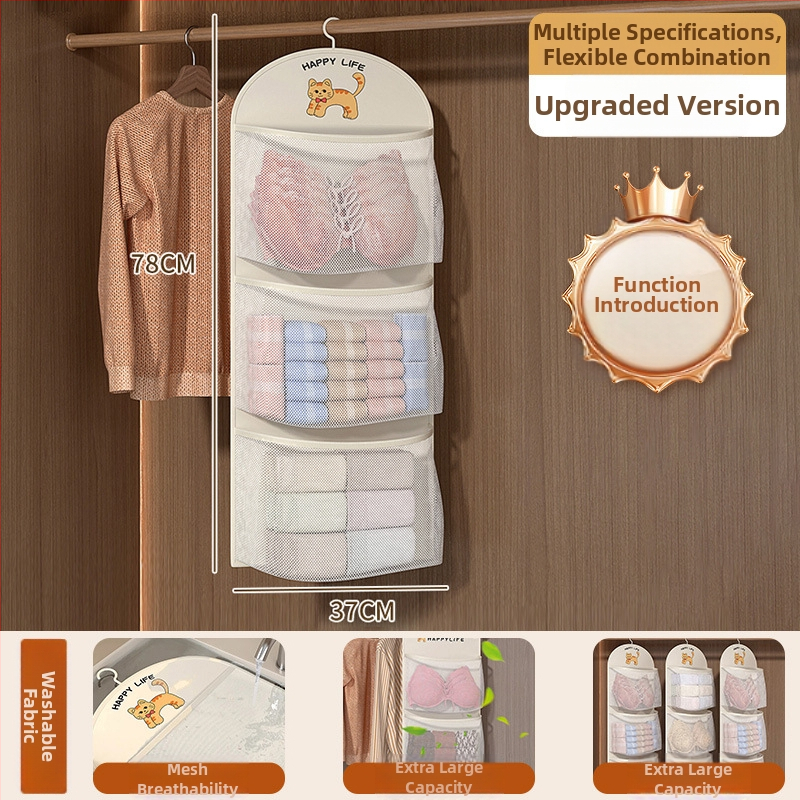 Kabantis drabužių organizatorius studentų bendrabutyje, apatinių ir kojinių saugojimas, šiuolaikinis minimalistinis stilius