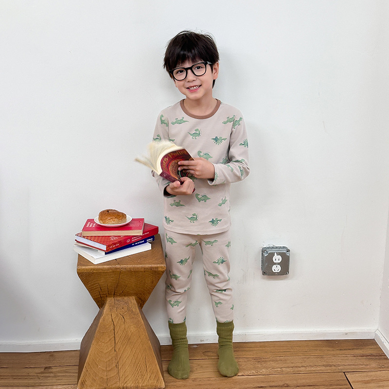 Uniszex gyerekeknek szánt házipizsama, gyapjú fleece anyagból, 95% pamut / 5% elastan, antibakteriális és lélegző, hosszú ujjú, kerek nyakú, 8+ éveseknek, őszi-téli 2025