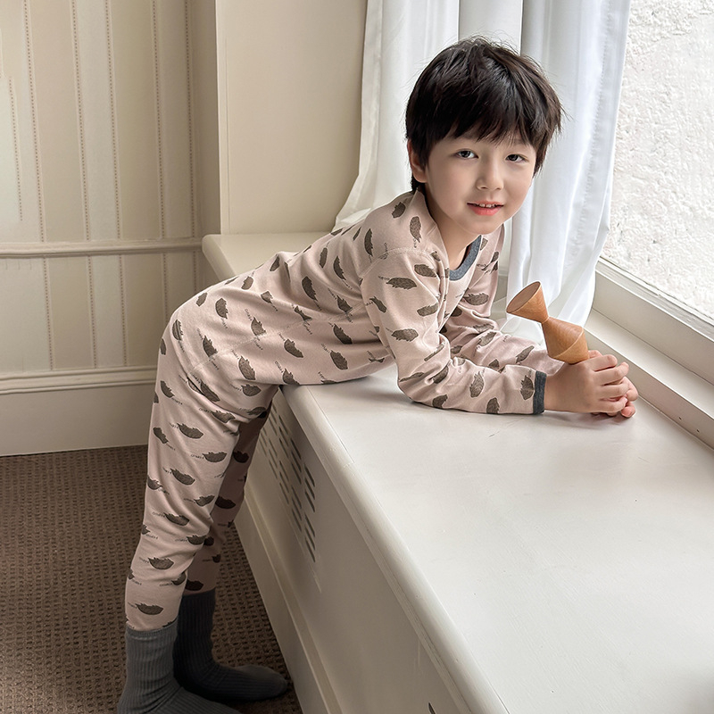 Uniszex gyerekeknek szánt házipizsama, gyapjú fleece anyagból, 95% pamut / 5% elastan, antibakteriális és lélegző, hosszú ujjú, kerek nyakú, 8+ éveseknek, őszi-téli 2025