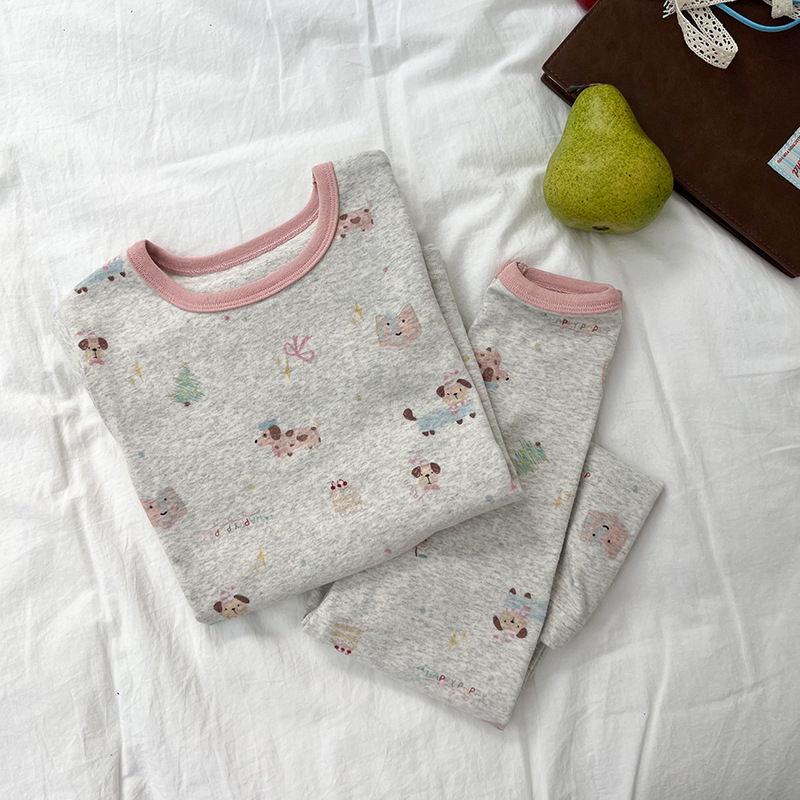 Uniszex gyerekeknek szánt házipizsama, gyapjú fleece anyagból, 95% pamut / 5% elastan, antibakteriális és lélegző, hosszú ujjú, kerek nyakú, 8+ éveseknek, őszi-téli 2025