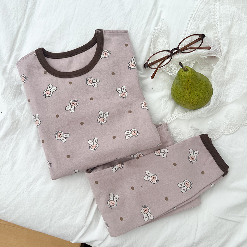 Uniszex gyerekeknek szánt házipizsama, gyapjú fleece anyagból, 95% pamut / 5% elastan, antibakteriális és lélegző, hosszú ujjú, kerek nyakú, 8+ éveseknek, őszi-téli 2025