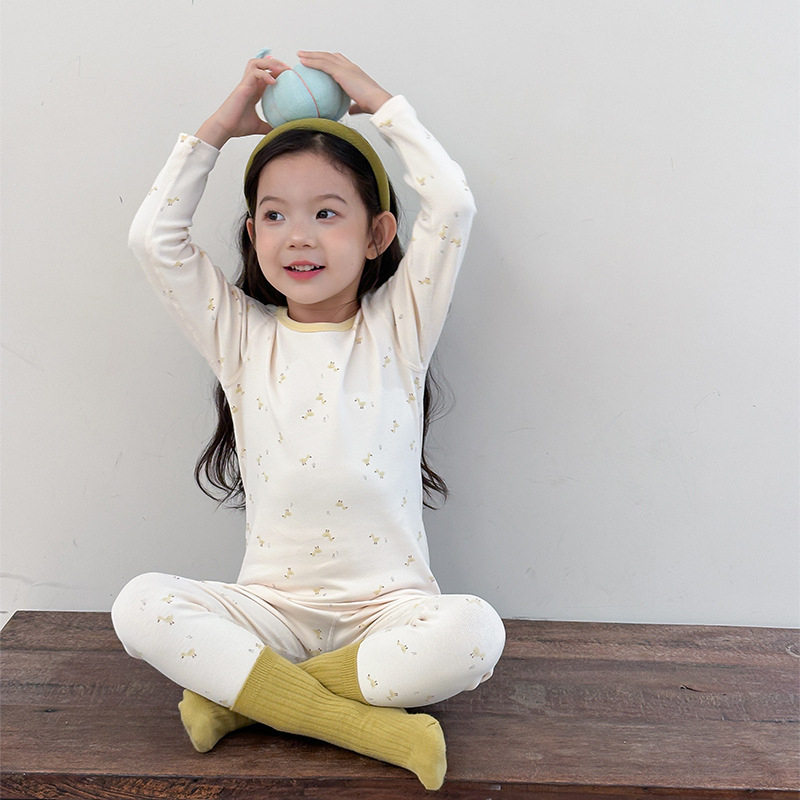 Uniszex gyerekeknek szánt házipizsama, gyapjú fleece anyagból, 95% pamut / 5% elastan, antibakteriális és lélegző, hosszú ujjú, kerek nyakú, 8+ éveseknek, őszi-téli 2025