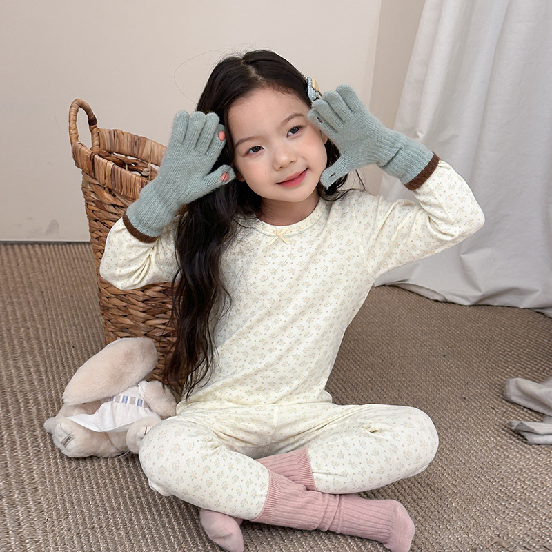 Uniszex gyerekeknek szánt házipizsama, gyapjú fleece anyagból, 95% pamut / 5% elastan, antibakteriális és lélegző, hosszú ujjú, kerek nyakú, 8+ éveseknek, őszi-téli 2025