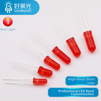 Bead LED de 5 mm cu cap rotund, conector drept, F5, 1.9–2.2 V, 20 mA, 0.06 W, flux luminos 2000–3000, unghi fascicul 30°