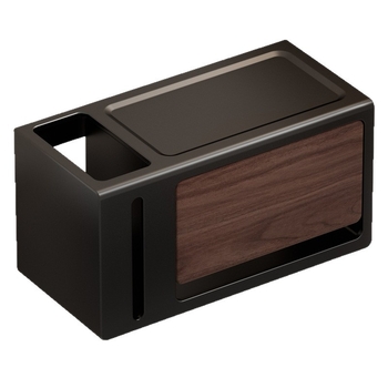Be gręžimo sieninis popieriaus laikiklis su dangčiu, walnuto medžio tekstūra, atsparus vandeniui, kvadratinio dydžio, medžiaga: anglies plienas + ABS