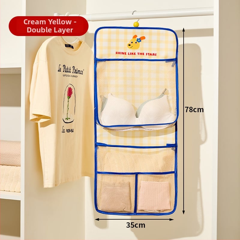 AZ77 Karājama uzglabāšanas soma ar daudzslāņu caurspīdīgiem nodalījumiem intīmiem un zeķēm, plakana forma, materiāli: twill + siets + PP