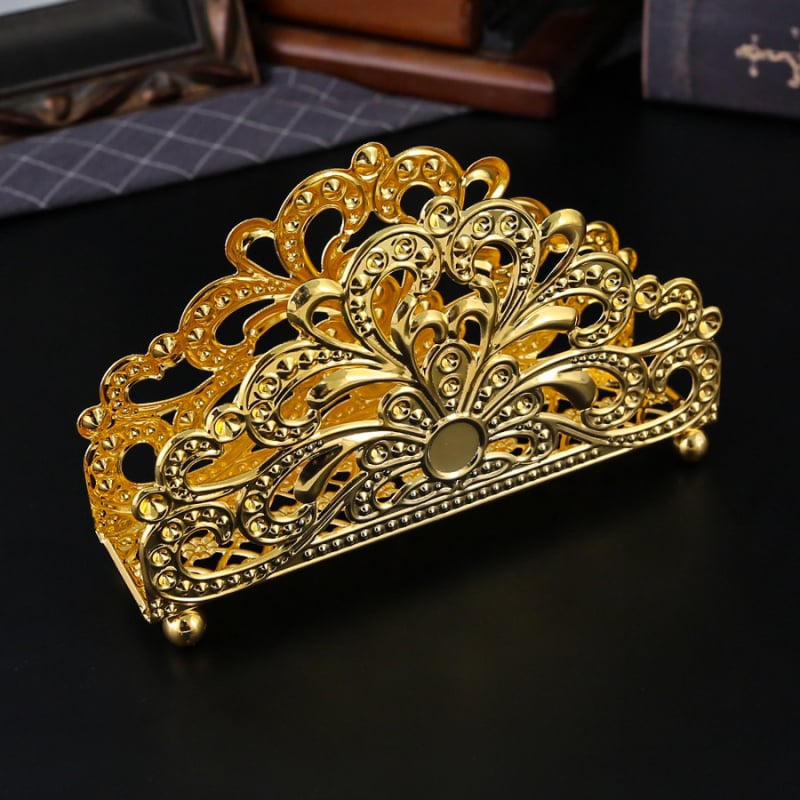 Servetėlių laikiklis iš geležies, ovalo formos, elektroplakavimas, Burronwood, šviesus prabangos stilius