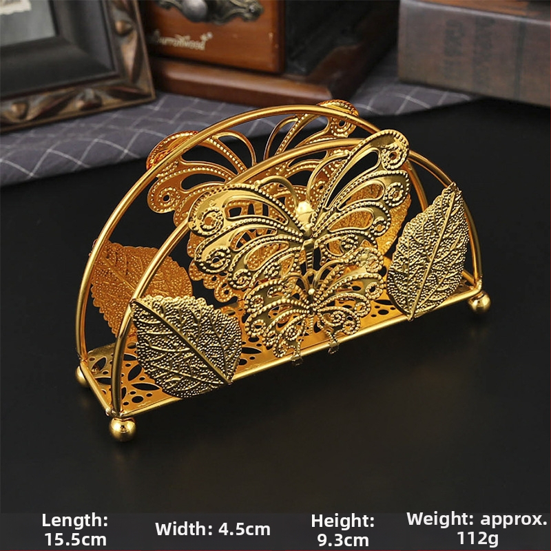 Servetėlių laikiklis iš geležies, ovalo formos, elektroplakavimas, Burronwood, šviesus prabangos stilius