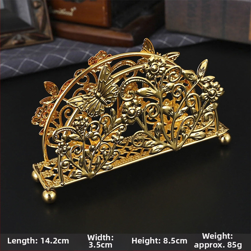 Servetėlių laikiklis iš geležies, ovalo formos, elektroplakavimas, Burronwood, šviesus prabangos stilius