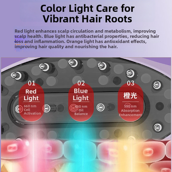 Elektrinė galvos odos priežiūros šukų priemonė su neigiamaisiais jonais ir šviesos terapija, 10W, 5V/1A, 3 greičiai