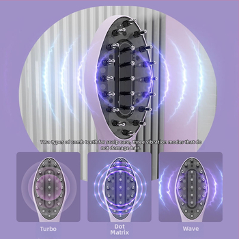 Elektrinė galvos odos priežiūros šukų priemonė su neigiamaisiais jonais ir šviesos terapija, 10W, 5V/1A, 3 greičiai