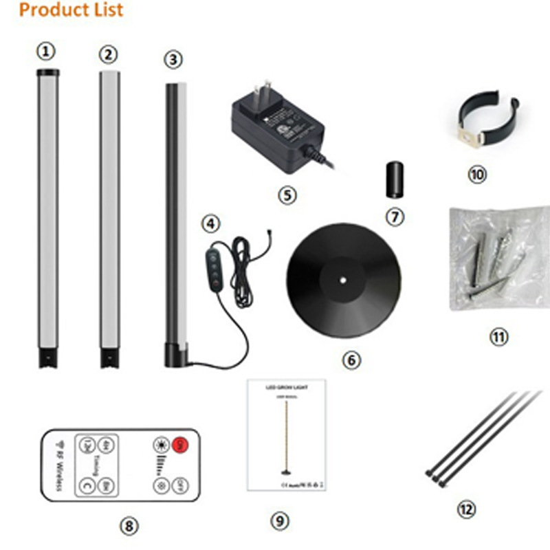 LED augalų šviesa ant trikojo stovo su nuotolinio valdymo pultu, visas spektras vidaus augimui, 336 LED, 3600 lm, IP44, įėjimo įtampa 36 V