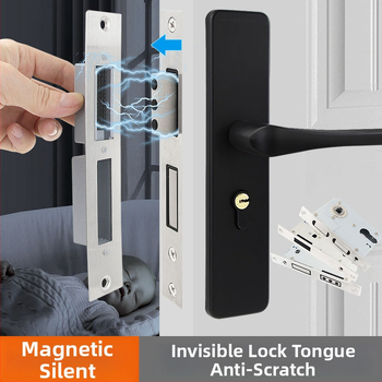 Medinių durų spynos korpusas, nerūdijančio plieno, magnetinis tylus mechanizmas, modelis CXST-001, svoris 200–400 g