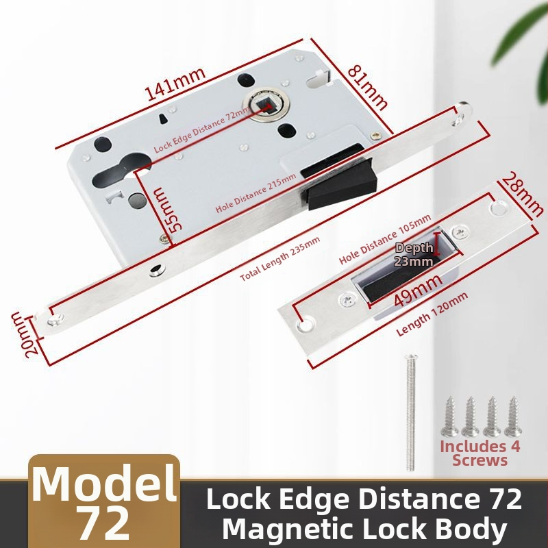 Medinių durų spynos korpusas, nerūdijančio plieno, magnetinis tylus mechanizmas, modelis CXST-001, svoris 200–400 g