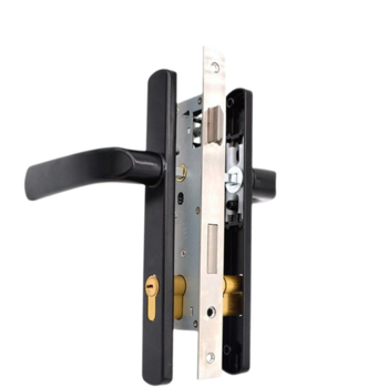 Drška za balkonska vrata s bravom, aluminijska legura, model Plastic-Steel, tip 85/92, jednotočkovno zaključavanje, za staklena vrata spavaće sobe/balkona