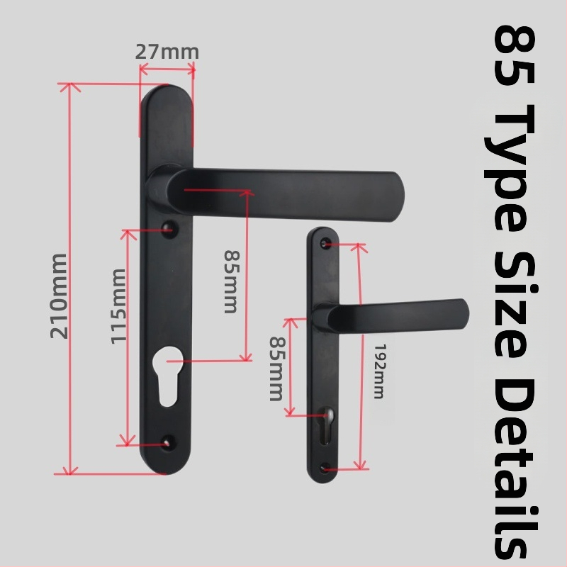 Alumīnija sakausējuma balkona durvju rokturis ar slēdzeni, modelis Plastic-Steel, 85/92 tipa vienpunkta slēdzene, piemērots guļamistabas/balkona stikla durvīm