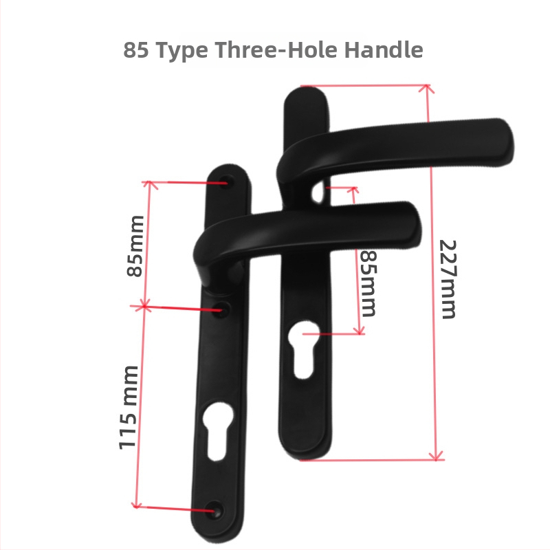 Alumīnija sakausējuma balkona durvju rokturis ar slēdzeni, modelis Plastic-Steel, 85/92 tipa vienpunkta slēdzene, piemērots guļamistabas/balkona stikla durvīm