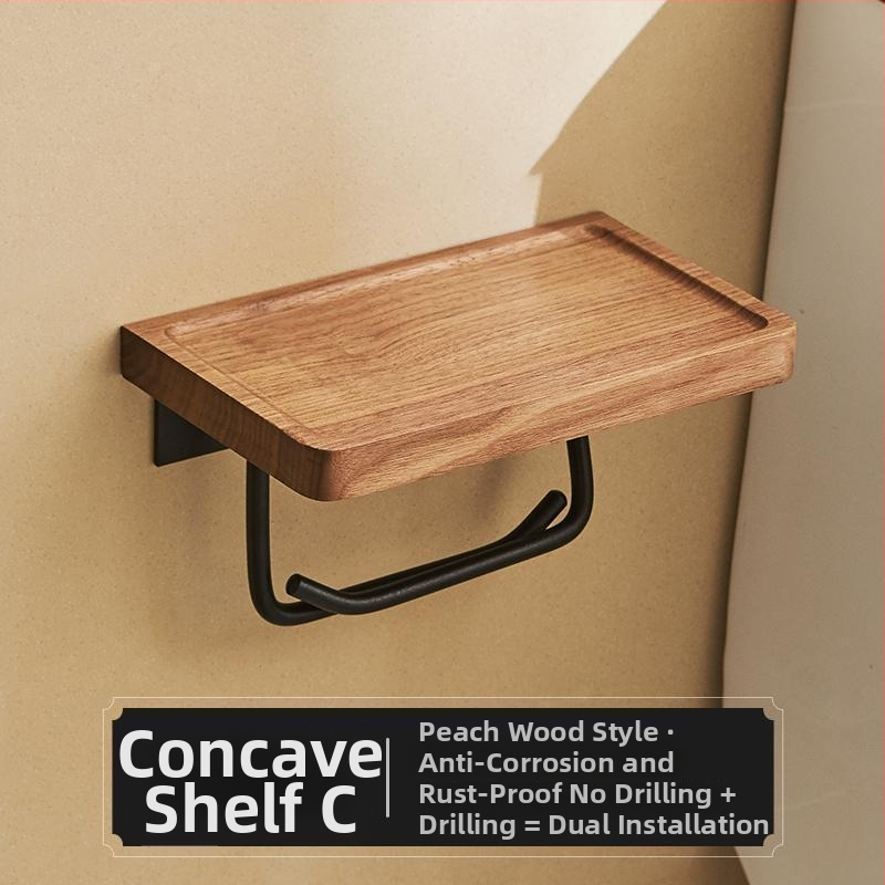 Sieninis tualeto popieriaus laikiklis ir dėžutė – be gręžimo, kvadratinis dizainas, šviesus prabangos stilius, medžiaga: medis ir aliuminis