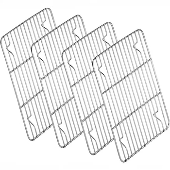 Nerūdijančio plieno kvadratinė kepimo skarda su integruota aušimo grotelė – 304 klasės, poliruotas paviršius